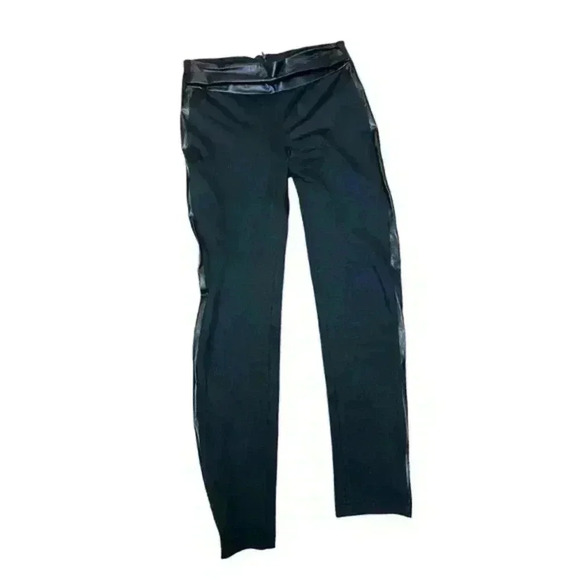 Rinascimento‎ Legging Trousers Faux Leather Waist Trim on Legs Black Size Medium - Picture 1 of 7